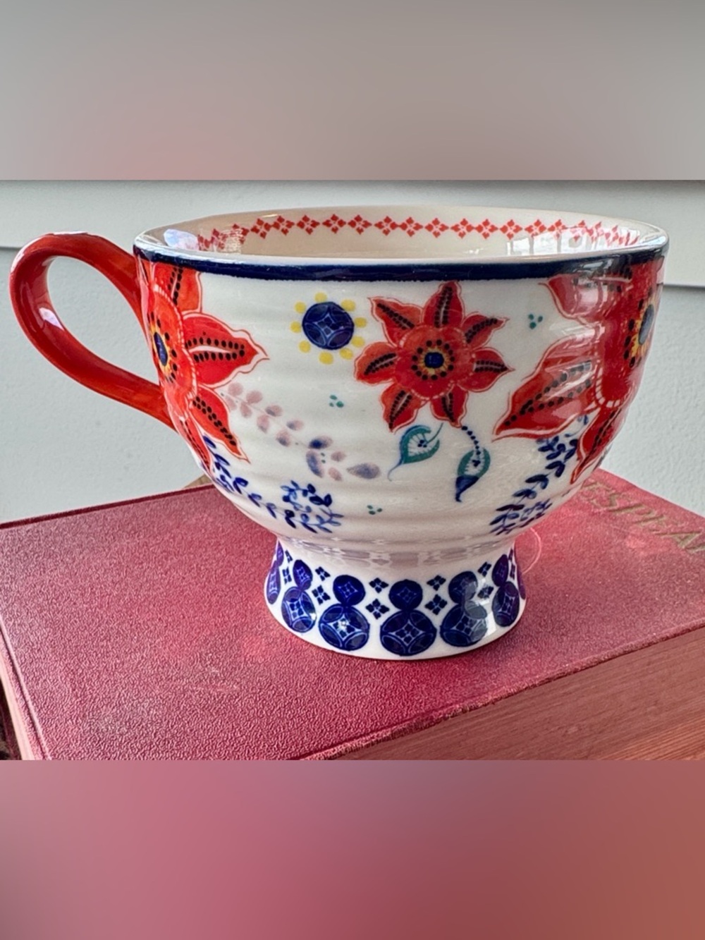 Anthropologie x Jennifer Orkin Lewis Floral Posies/Orange Poppy Footed Mug